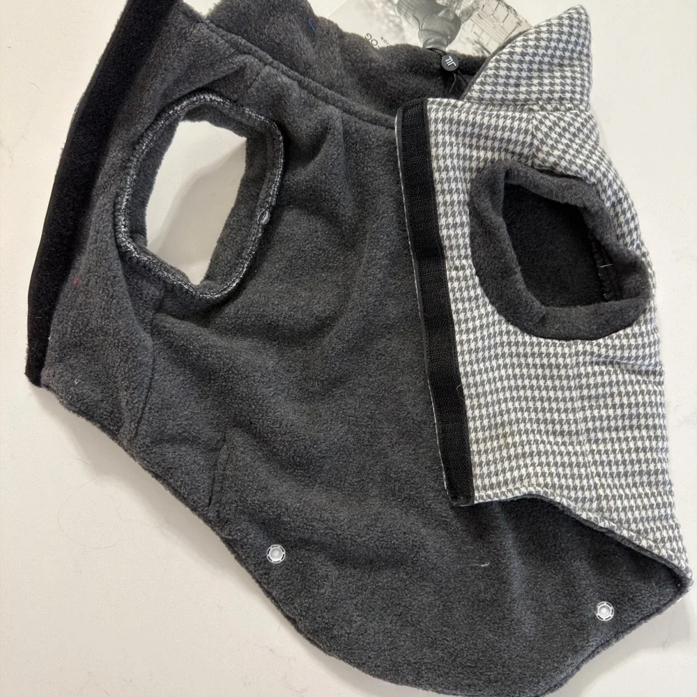 NWT London Fog Houndstooth Dog Sweater Coat | Gingham Dog Coat | Large NWT